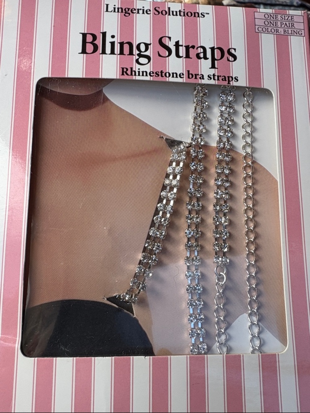 Lingerie Solutions Bling Straps Rhinestone Bra Straps Metal & Crystal KMart NWT